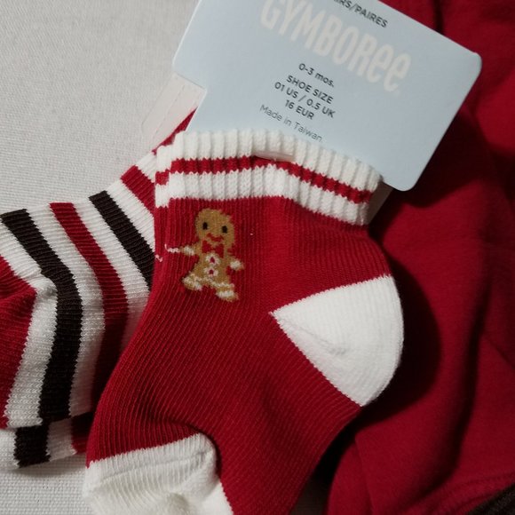 Gymboree Gingerbread Boy 3-6 month NWT print bodysuit, hat & 0-3 month socks. Us - Picture 5 of 5